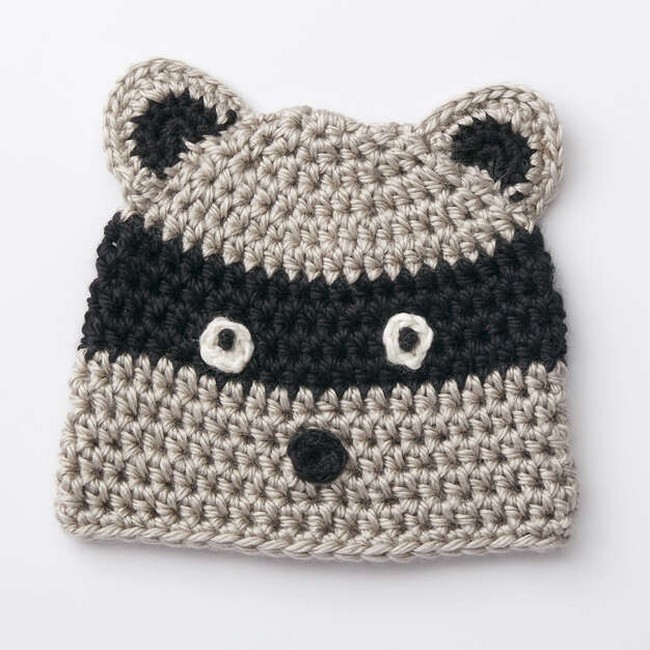 Crochet Bernat Raccoon Hat Pattern