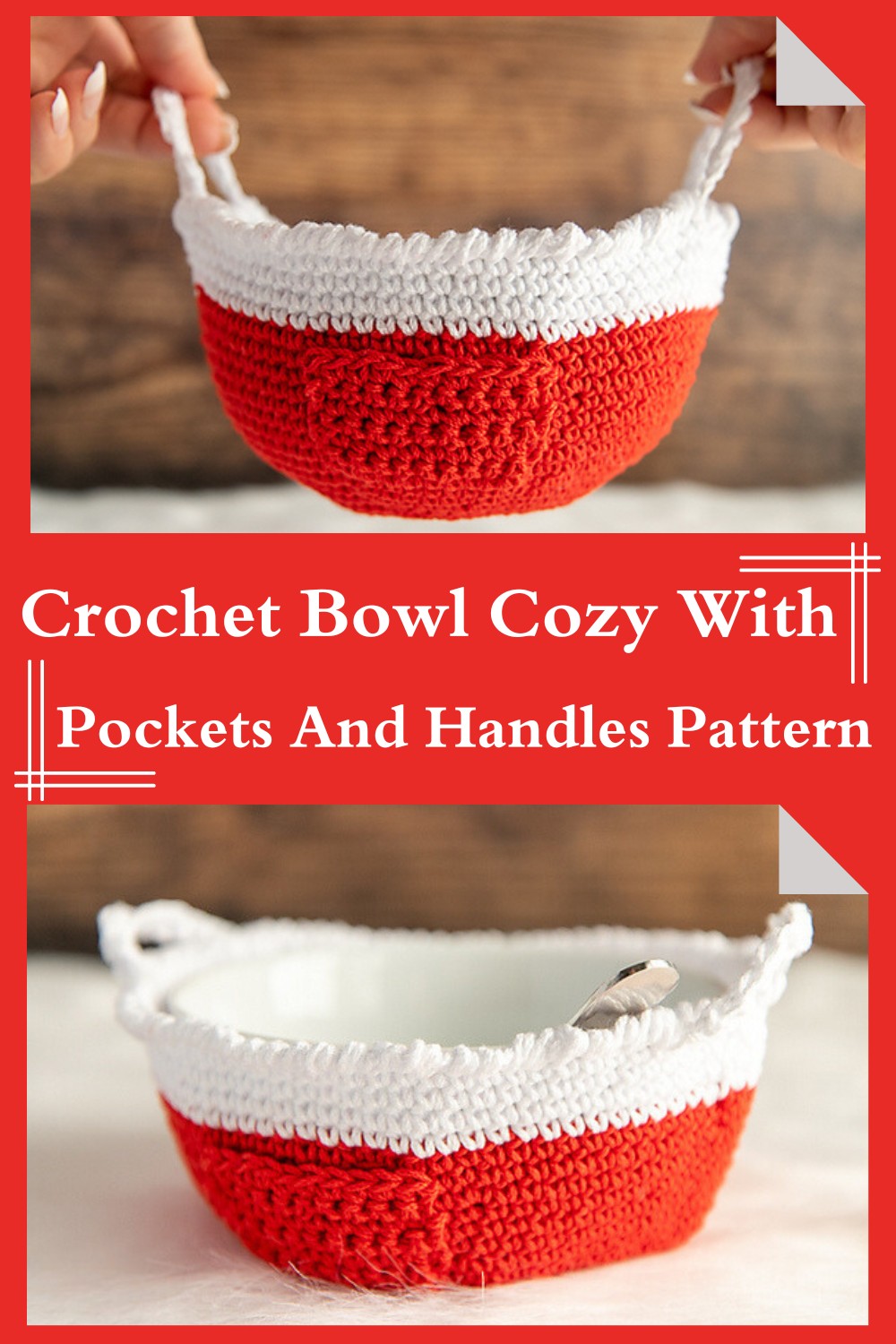 Crochet Bowl Cozy With Pockets And Handles Pattern