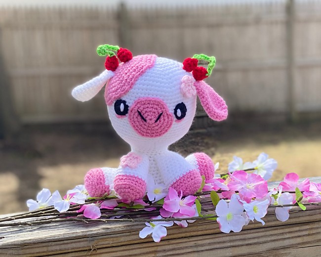 Crochet Cherry Blossom Cow Pattern