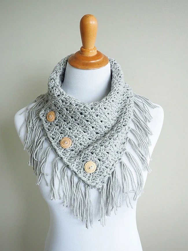 Crochet Easy Breezy Buttoned Cowl Pattern