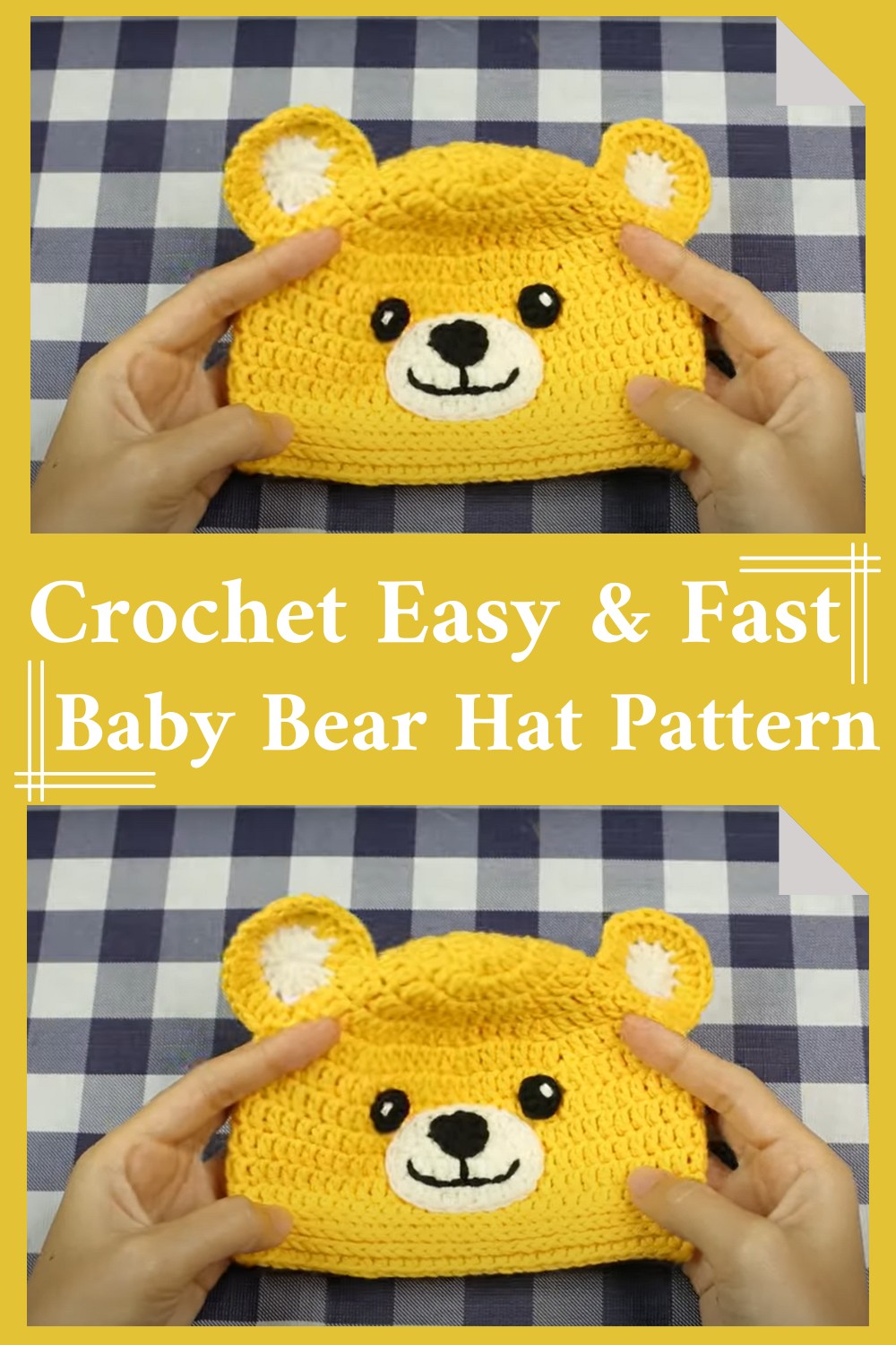 Crochet Easy & Fast Baby Bear Hat Pattern