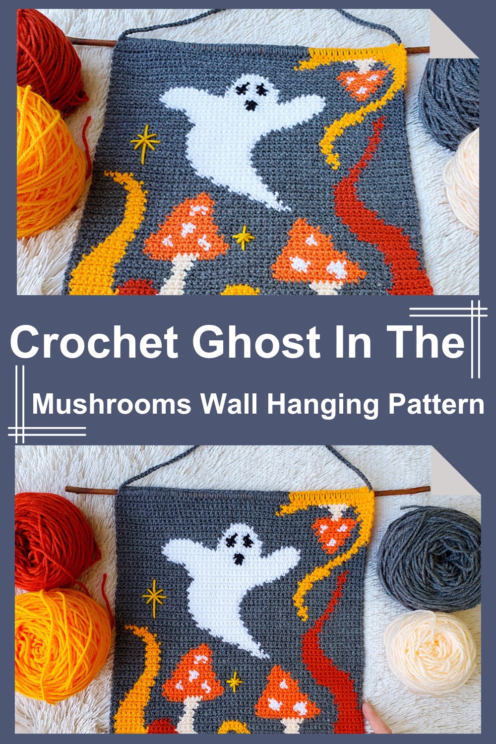 Crochet Ghost In The Mushrooms Wall Hanging Pattern