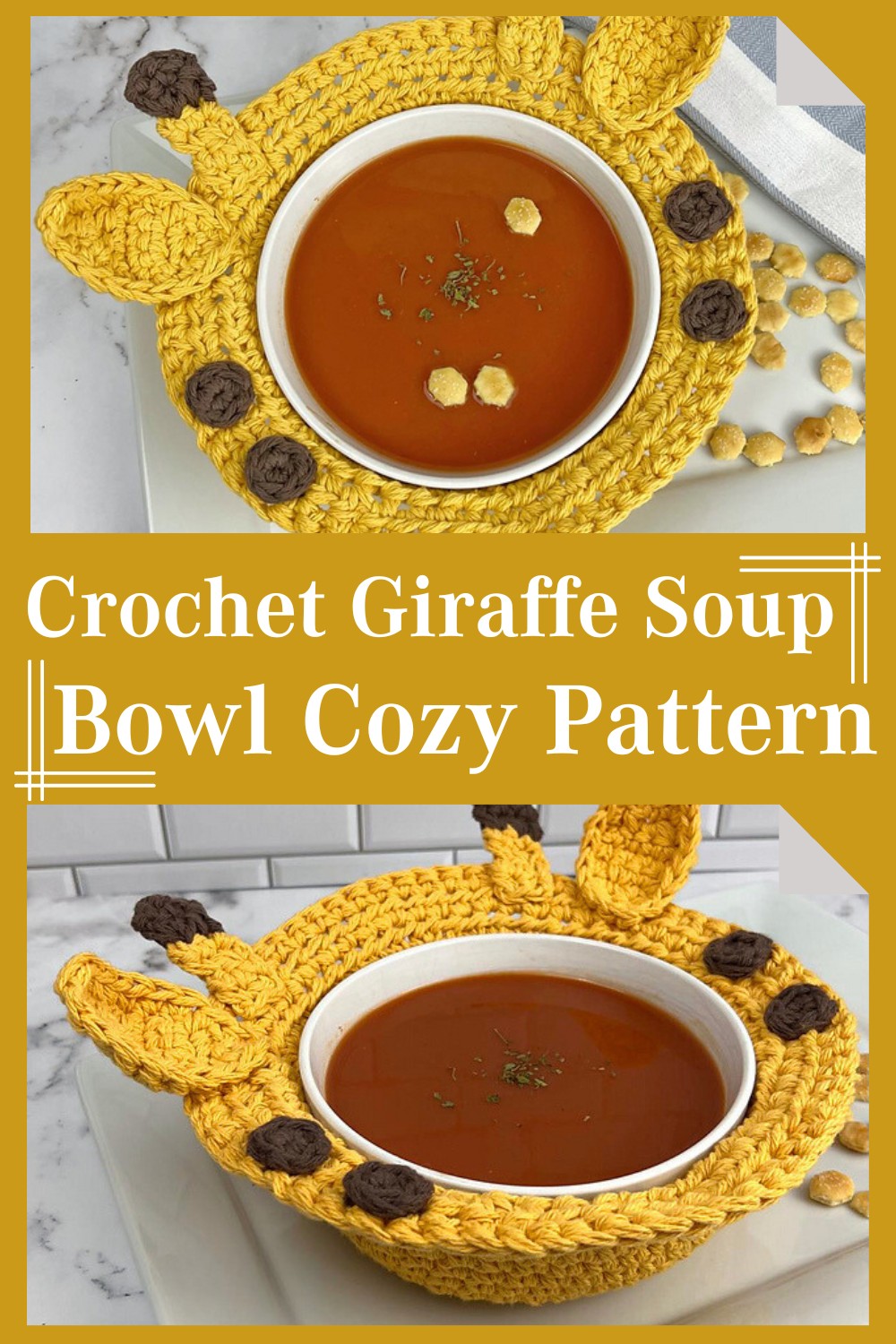 Crochet Giraffe Soup Bowl Cozy Pattern 