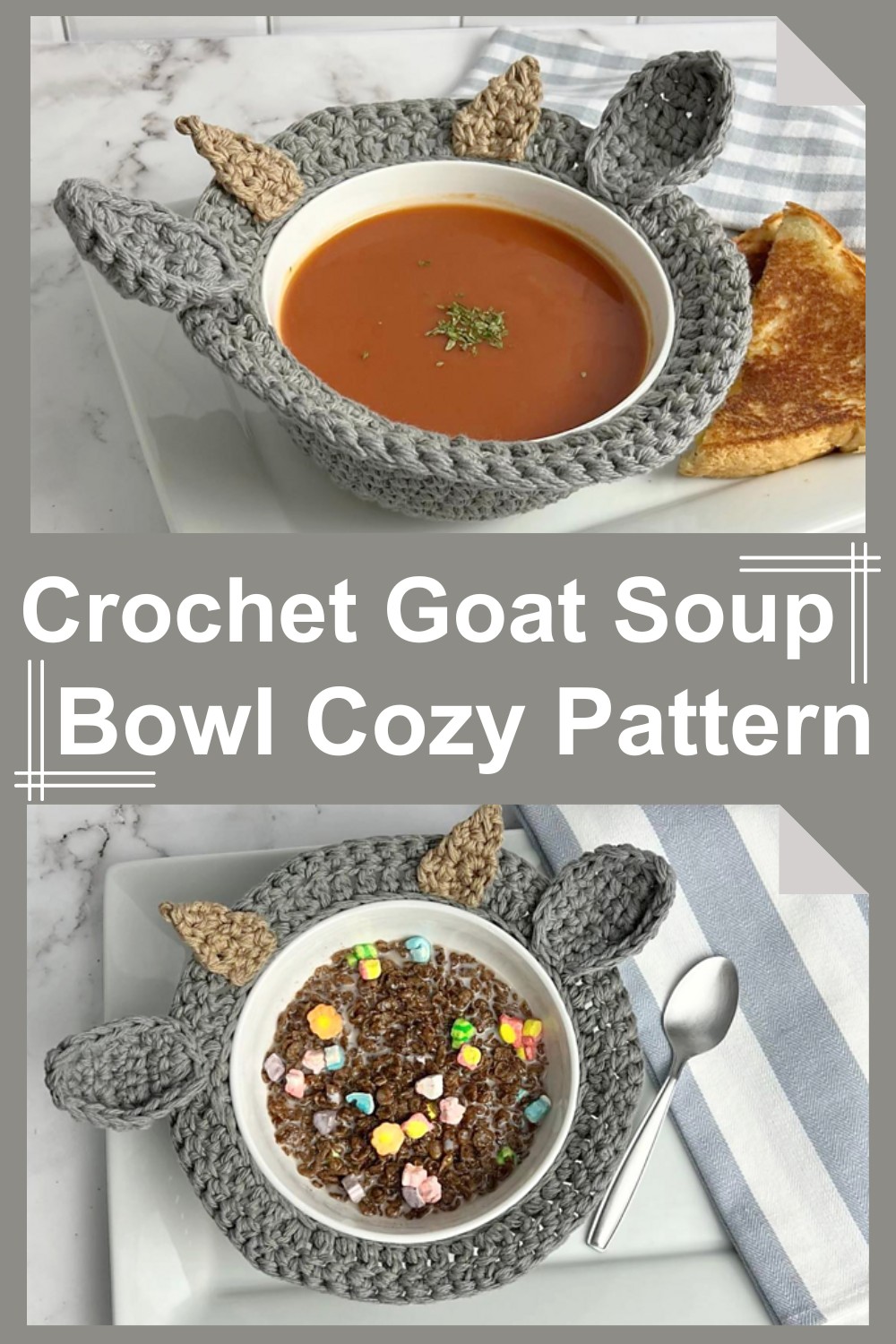 Crochet Goat Soup Bowl Cozy Pattern 