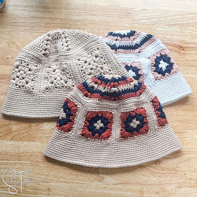 Crochet Granny Square Bucket Hat Pattern