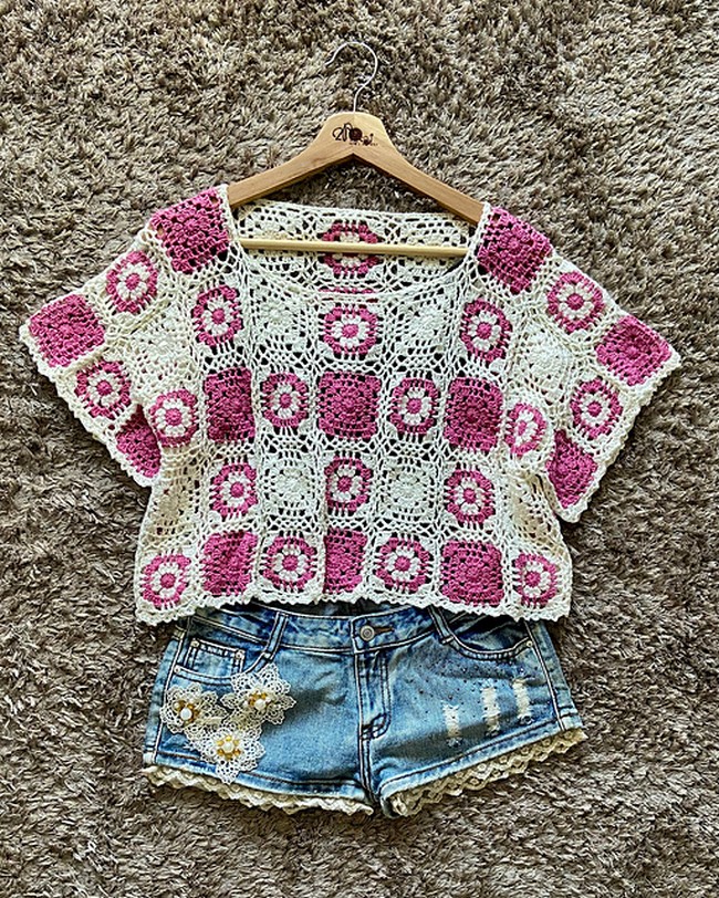 Crochet Granny Square Pullover Pattern