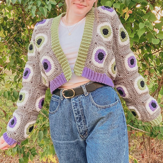 Crochet Halloween Granny Square Cardigan Pattern