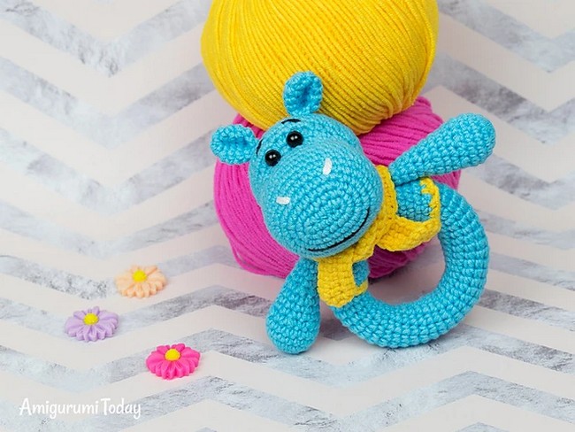 Crochet Hippo Baby Rattle Pattern