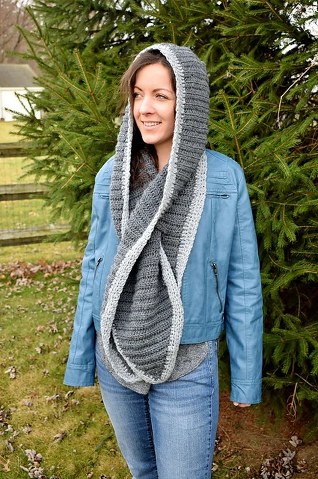 Crochet Hooded Keyhole Scarf Pattern