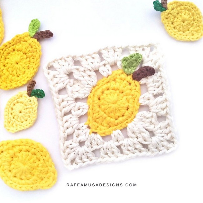 Crochet Lemon Granny Square Pattern