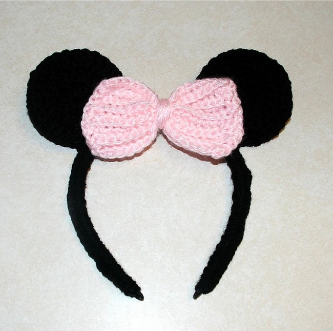 Crochet Mickey And Minnie Mouse Headband Pattern