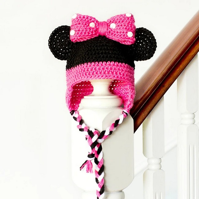 Crochet Minnie Mouse Baby Hat Pattern