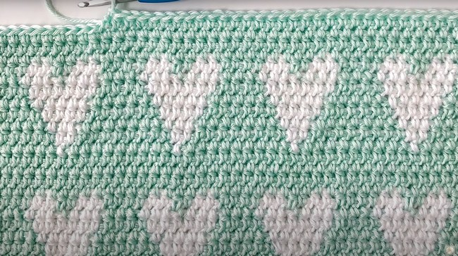 Crochet Modern Hearts Baby Blanket