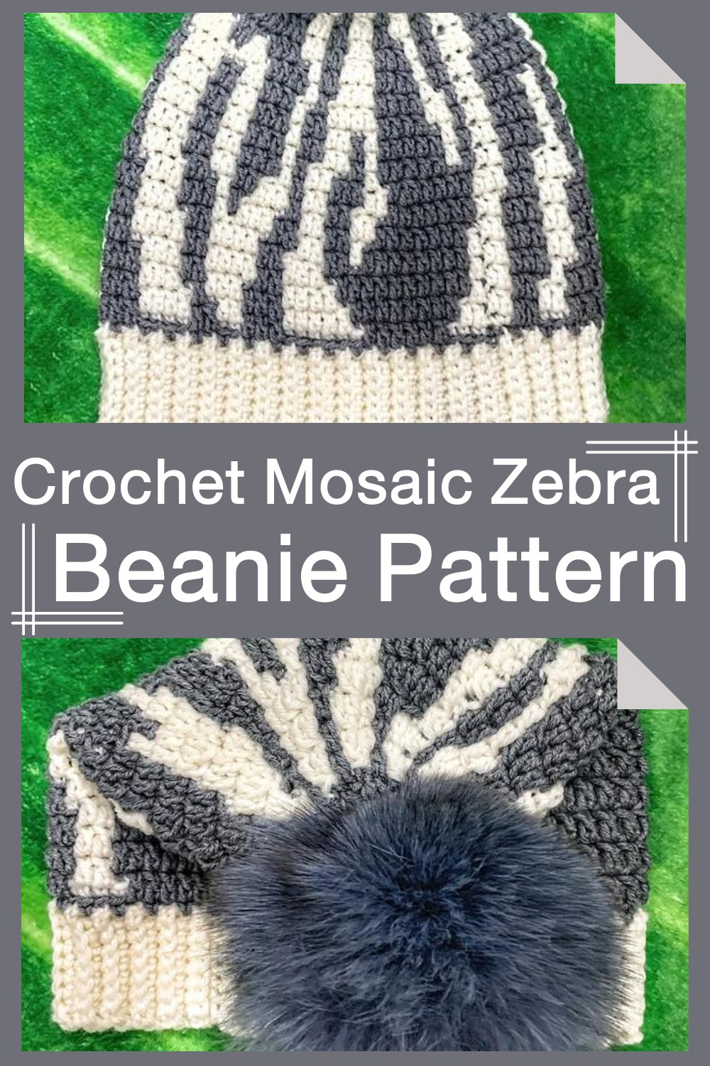 Crochet Mosaic Zebra Beanie Pattern