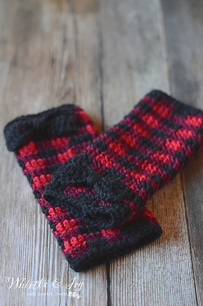 Crochet Plaid Arm Warmers Pattern 