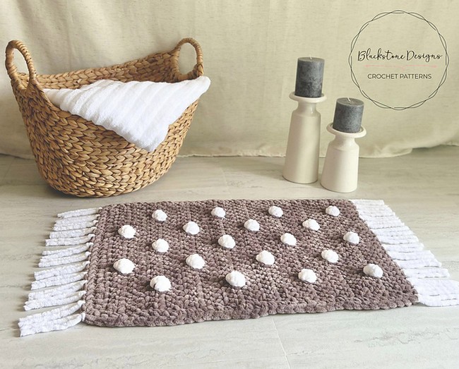 Crochet Plush Poms Bath Mat Pattern