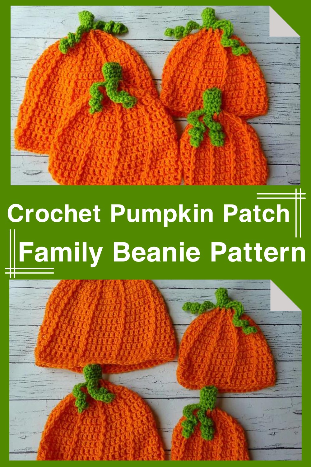 Crochet Pumpkin Patch Family Beanie Pattern