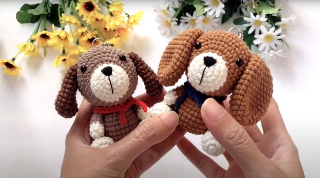 Crochet Puppy Dog Keychain