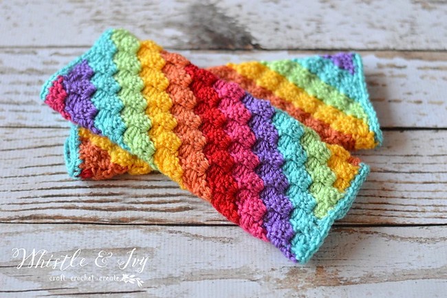 Crochet Rainbow C2c Arm Warmers Pattern