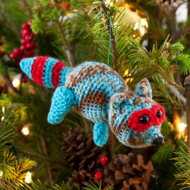 Crochet Red Heart Racy Raccoon Ornament Pattern