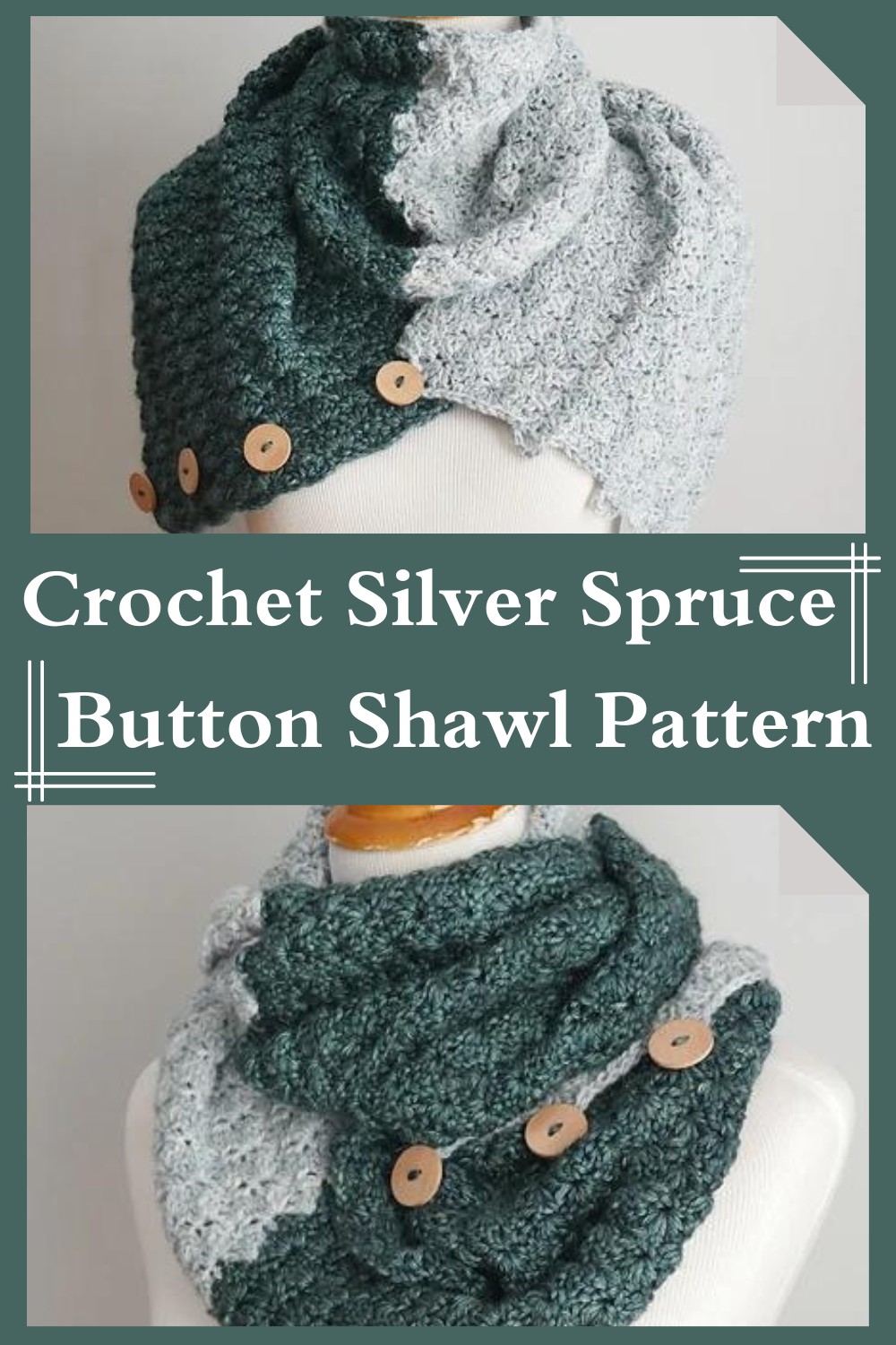 Crochet Silver Spruce Button Shawl Pattern