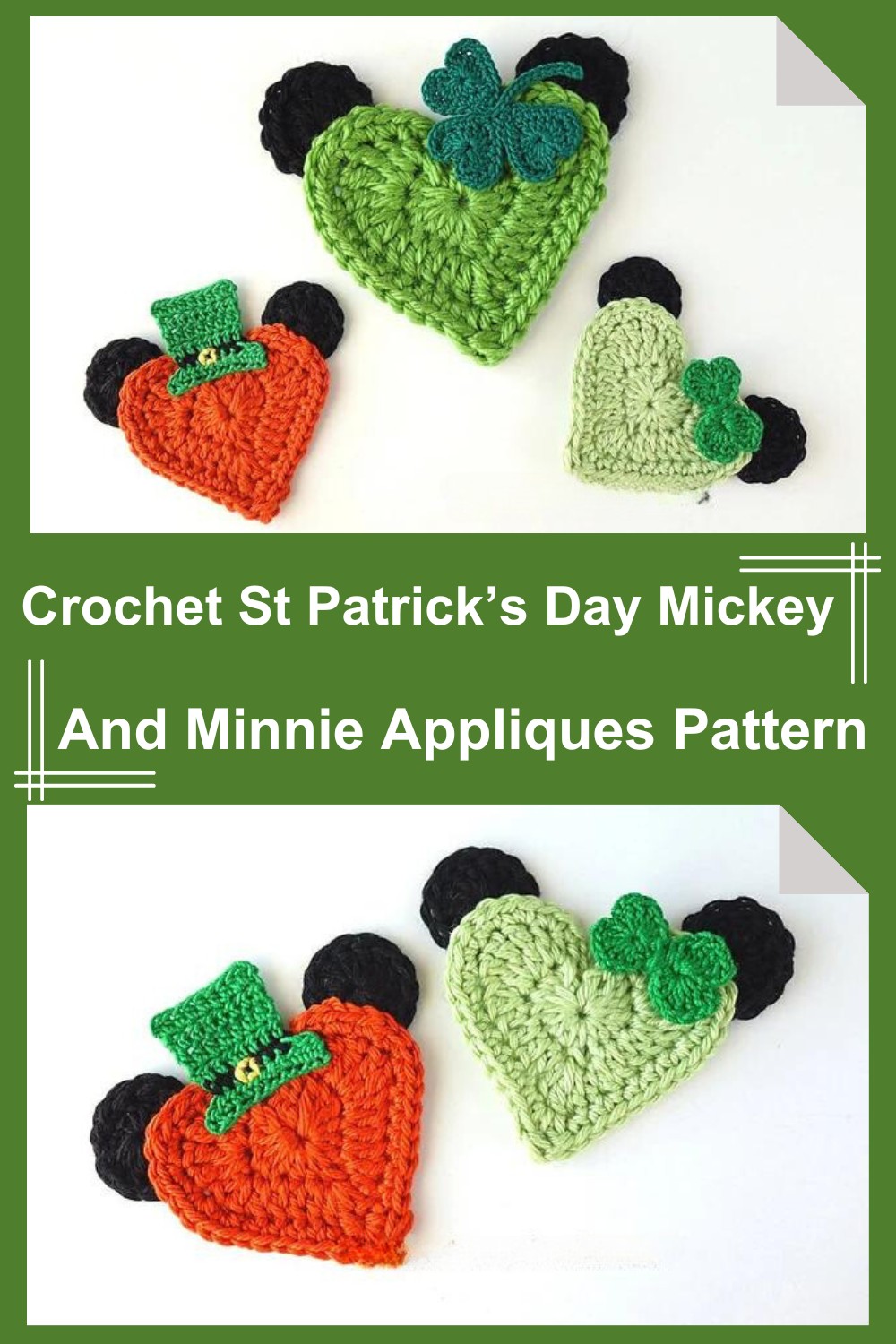  Crochet St Patrick’s Day Mickey And Minnie Appliques Pattern