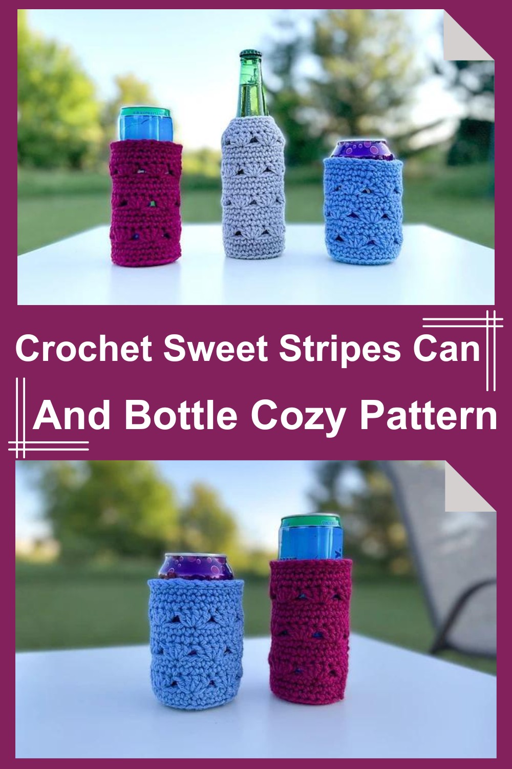 Crochet Sweet Stripes Can And Bottle Cozy Pattern