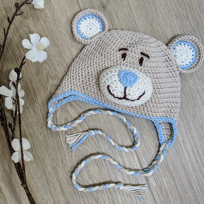 Crochet Teddy Bear Hat Pattern