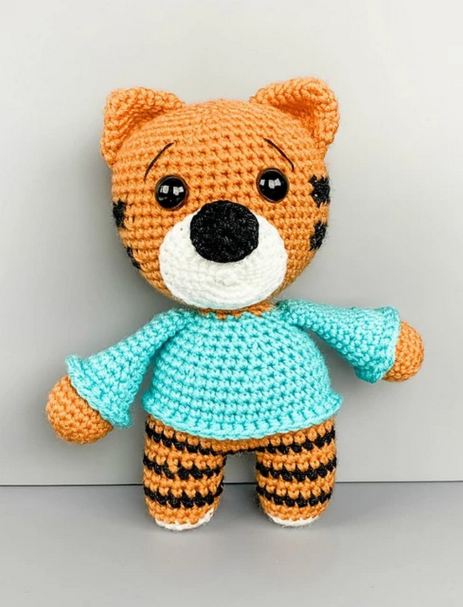 Crochet The Friendly Tiger In A Sweater Pattern