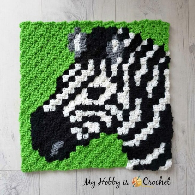 Crochet Zebra C2c Square Pattern