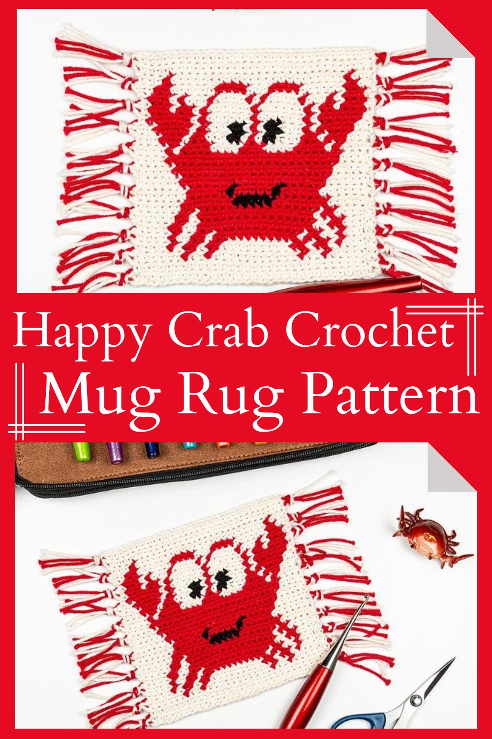 Happy Crab Crochet Mug Rug Pattern