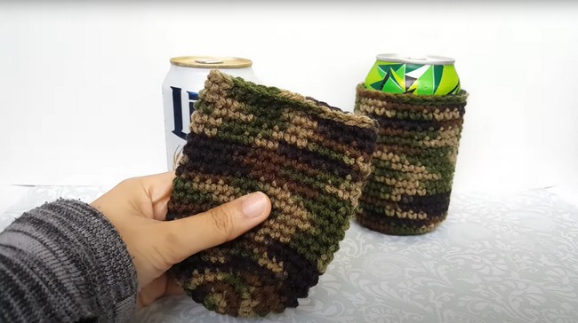 How to Crochet Can Cozy in Camouflage Tutorial