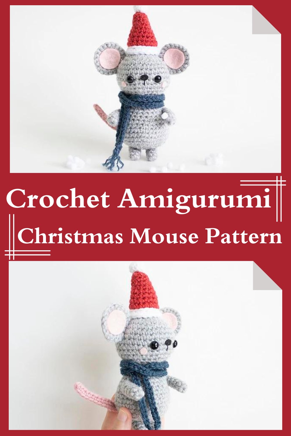 Crochet Amigurumi Christmas Mouse Pattern