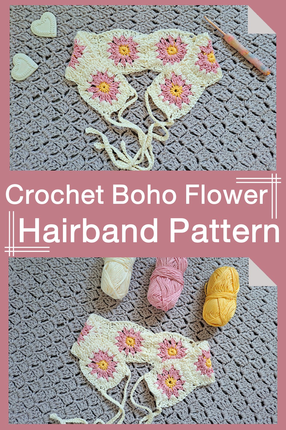 Crochet Boho Flower Hairband Pattern