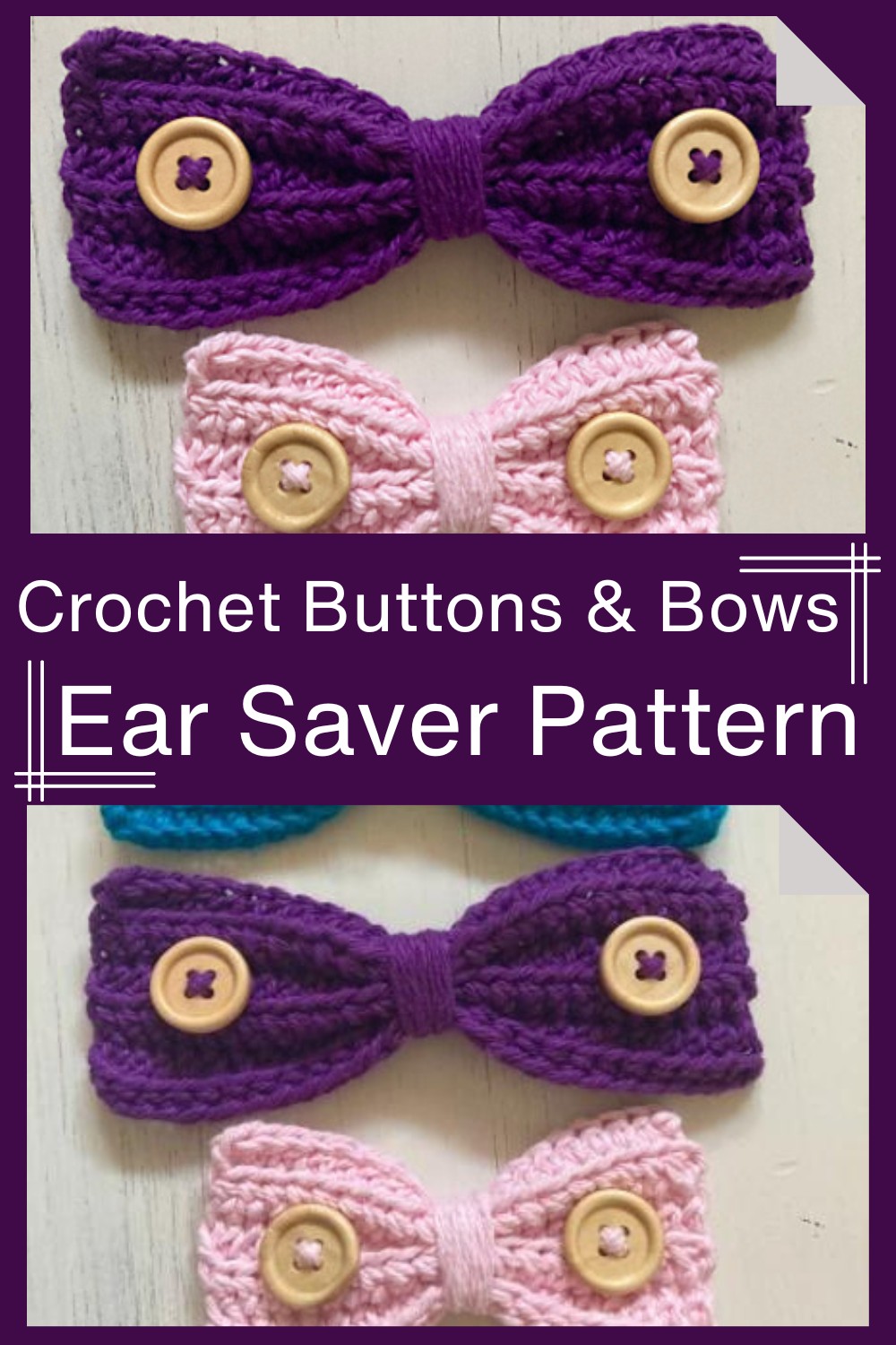 Crochet Buttons & Bows Ear Saver Pattern