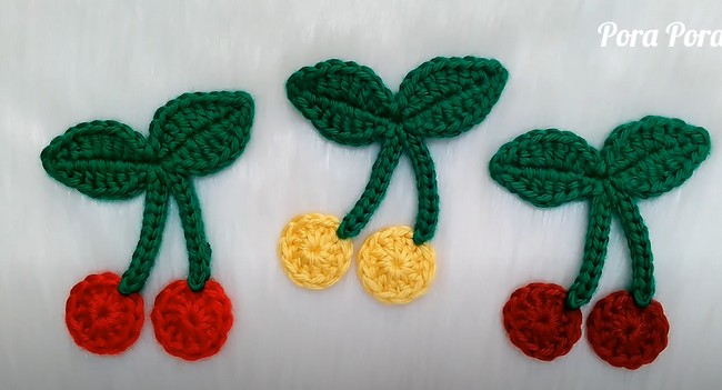 Crochet Cherry Applique