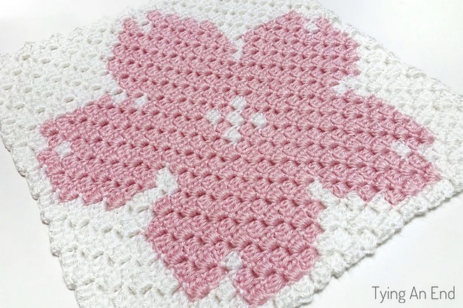 Crochet Cherry Blossom C2c Square Pattern