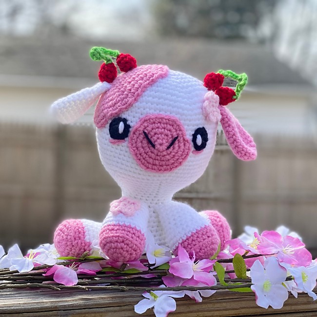 Crochet Cherry Blossom Cow Pattern