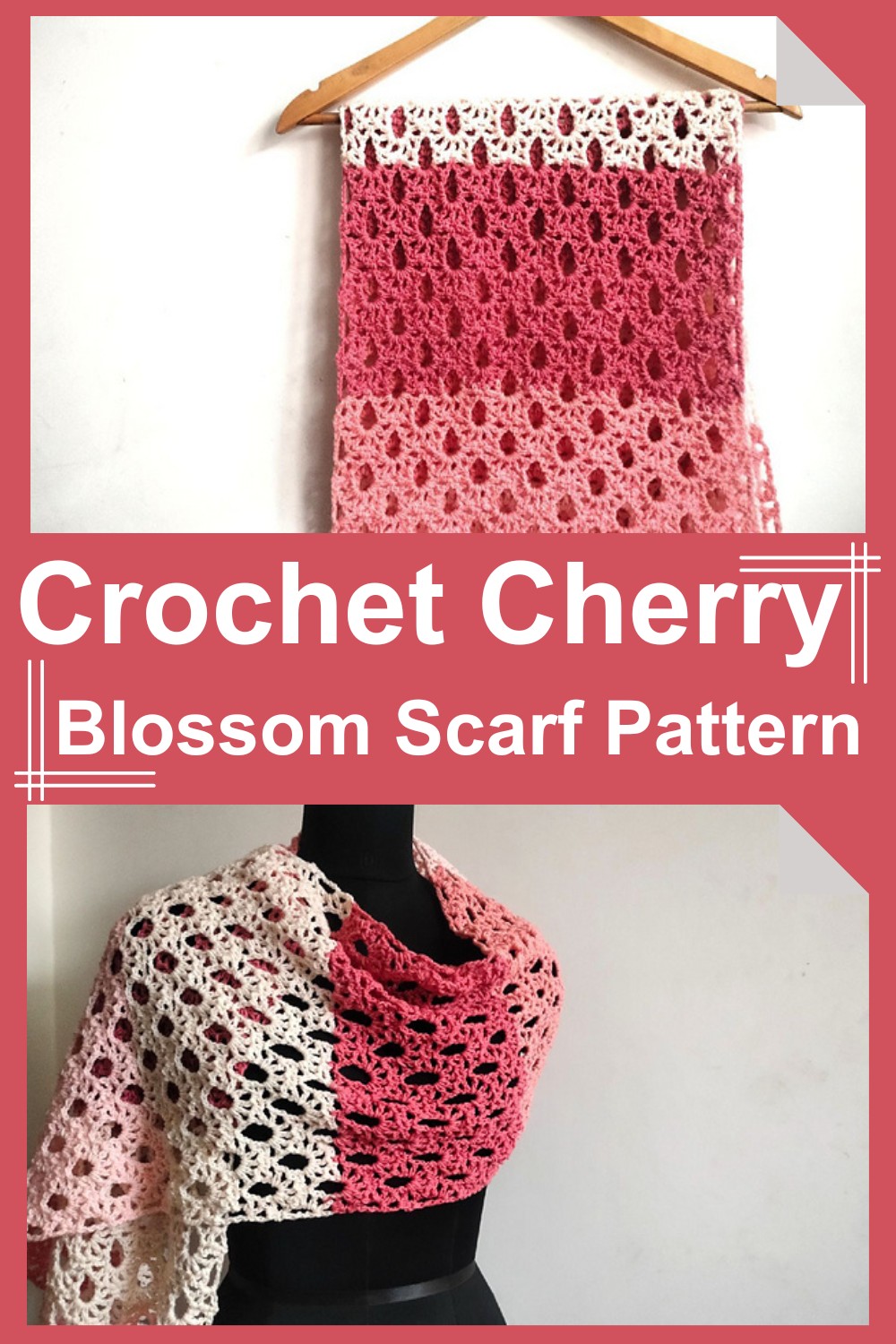 Crochet Cherry Blossom Scarf Pattern