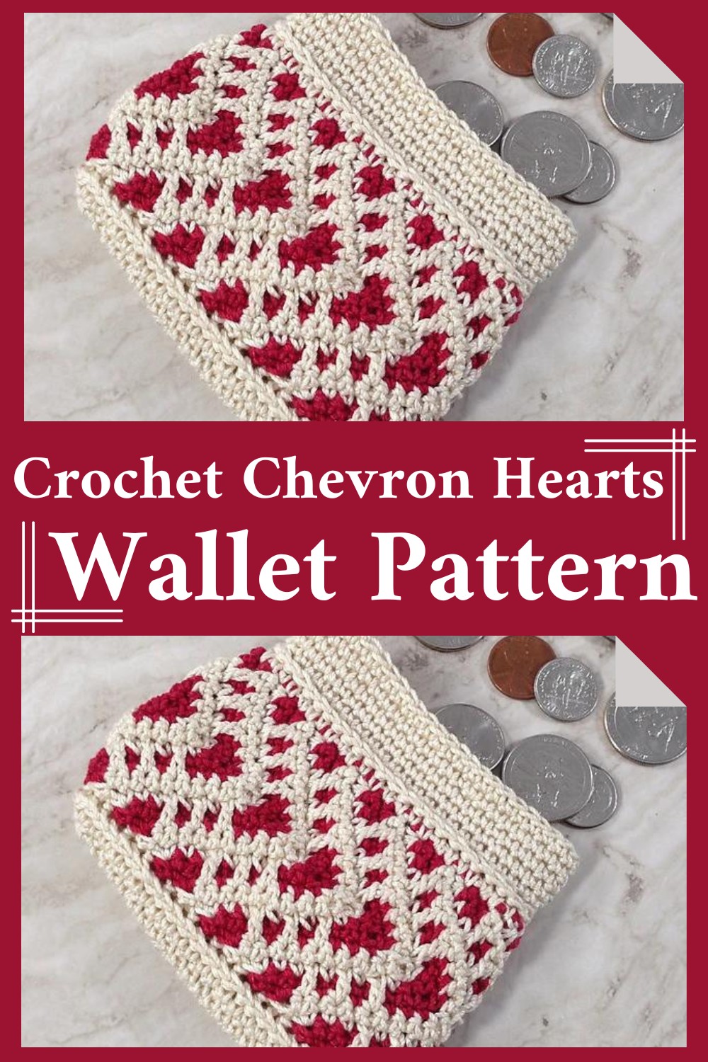 Crochet Chevron Hearts Wallet Pattern