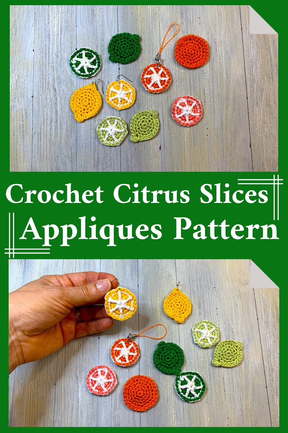 Crochet Citrus Slices Appliques Pattern