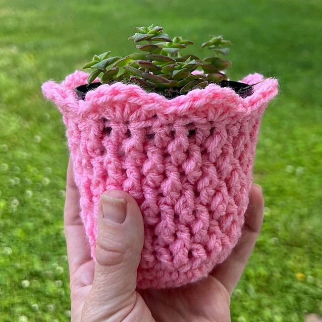 Crochet Cozy Alpine Plant Pot Cover Pattern