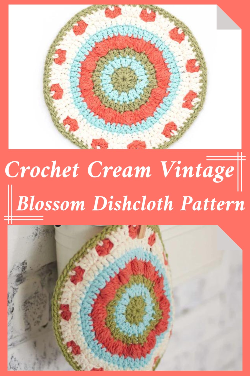 Crochet Cream Vintage Blossom Dishcloth Pattern