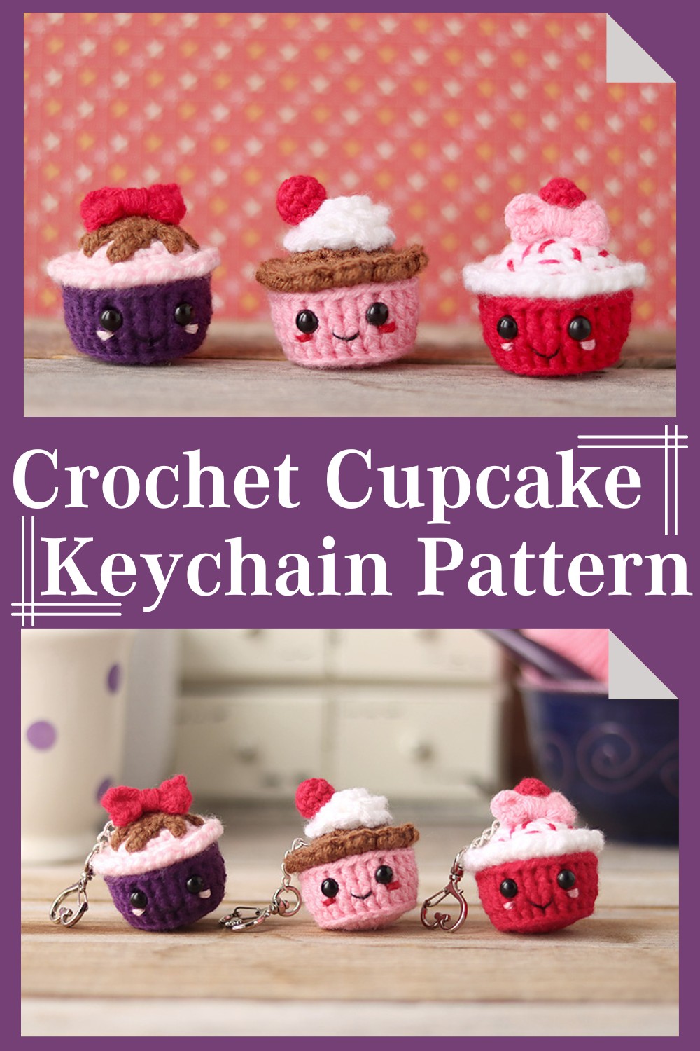 Crochet Cupcake Keychain Pattern