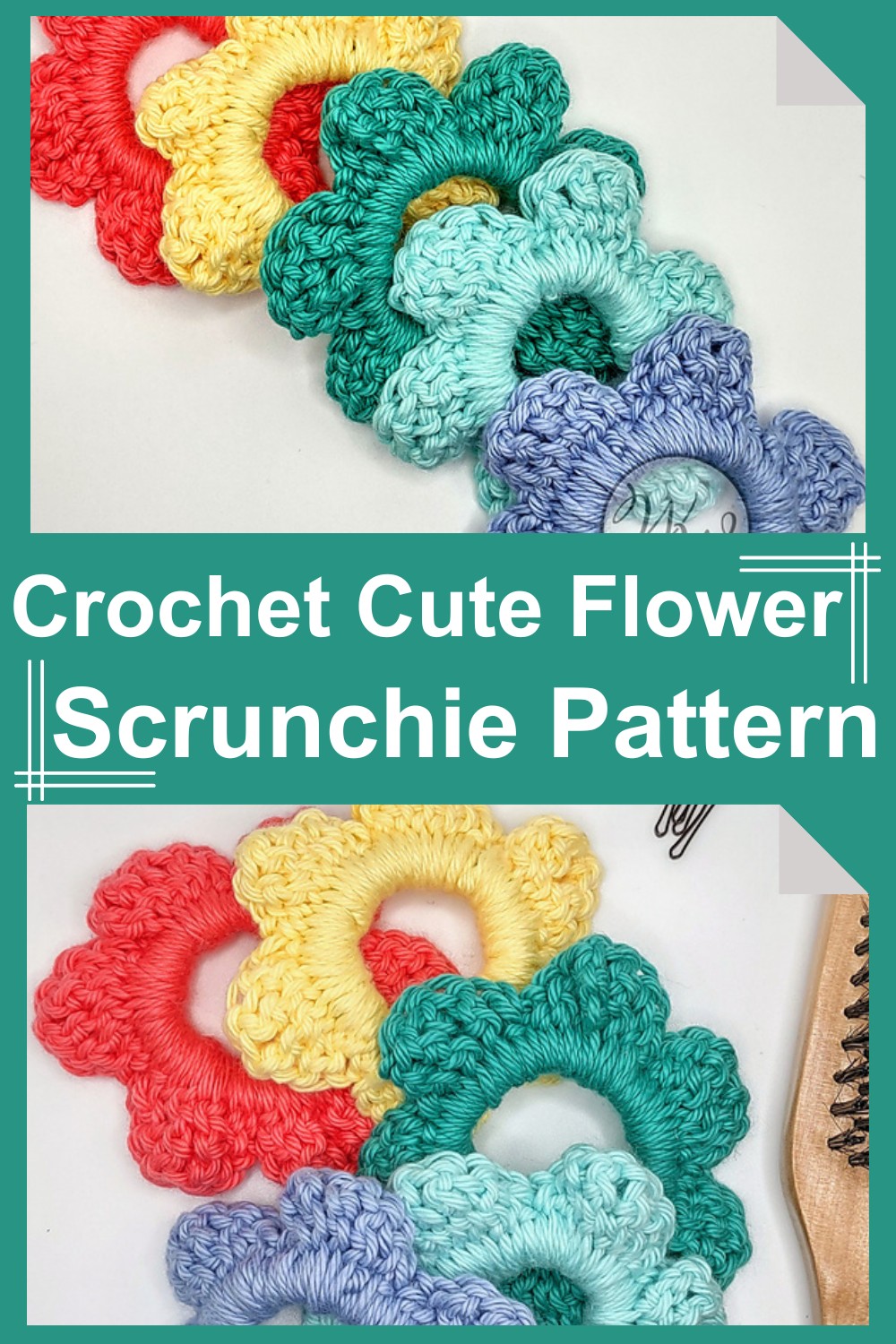 Crochet Cute Flower Scrunchies Pattern