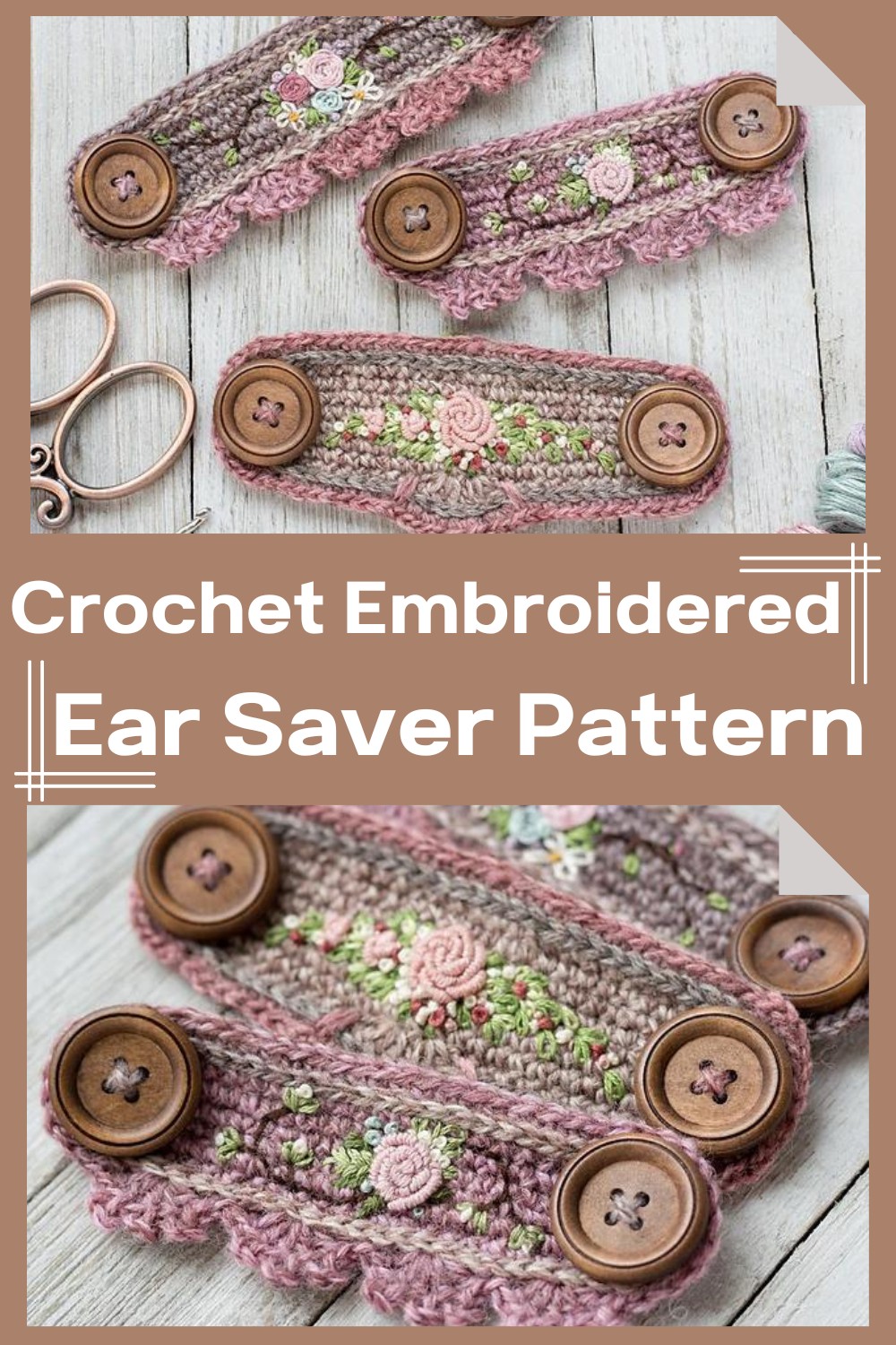 Crochet Embroidered Ear Saver Pattern