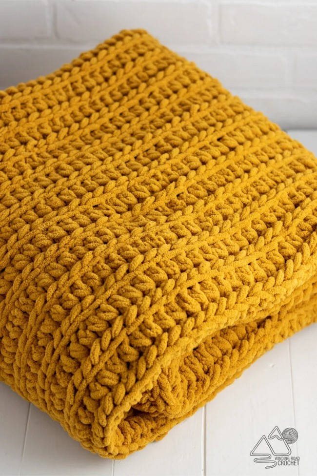 Crochet Fall Stripes Throw Blanket Pattern