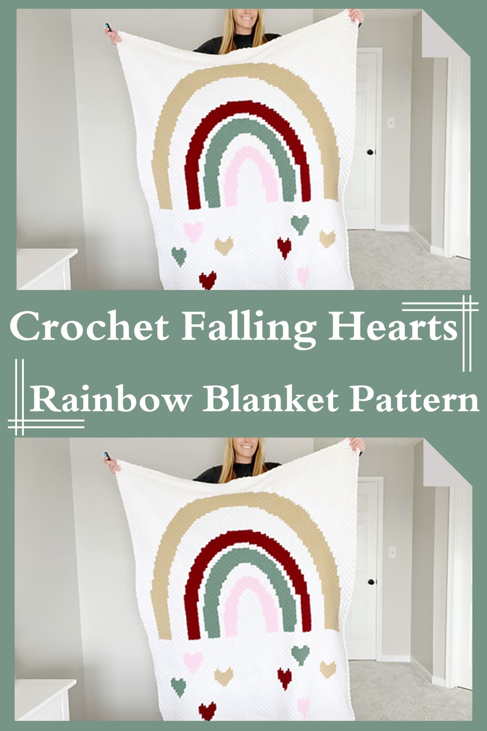 Crochet Falling Hearts Rainbow Blanket Pattern