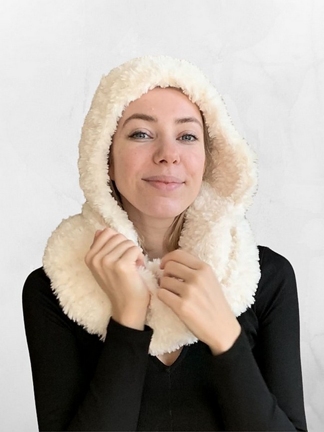 Crochet Faux Fur Hooded Infinity Scarf Pattern