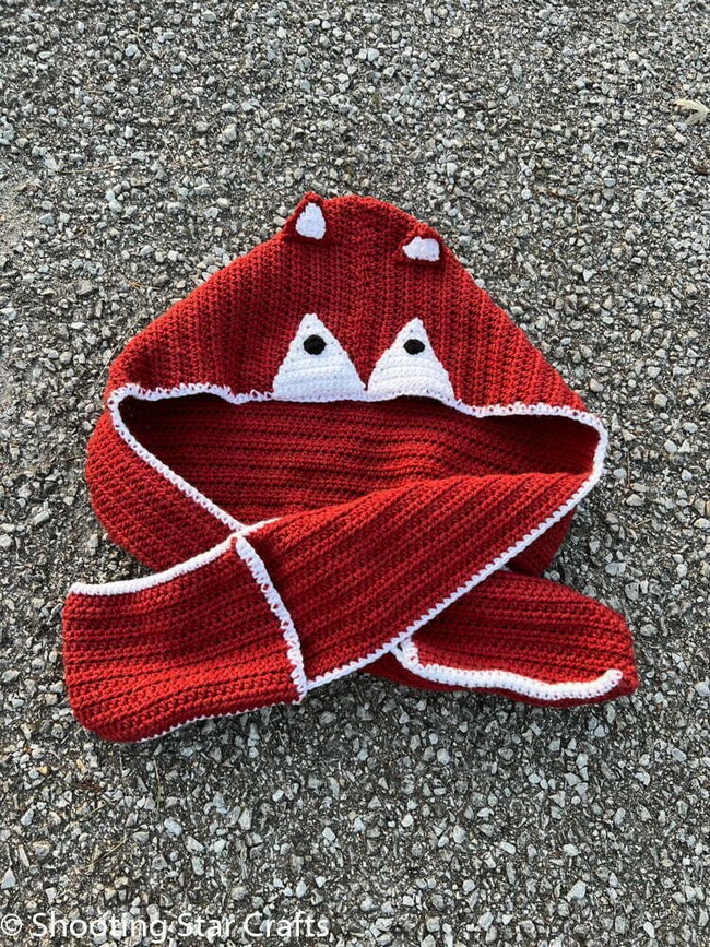 Crochet Fox Hooded Pocket Scarf Pattern